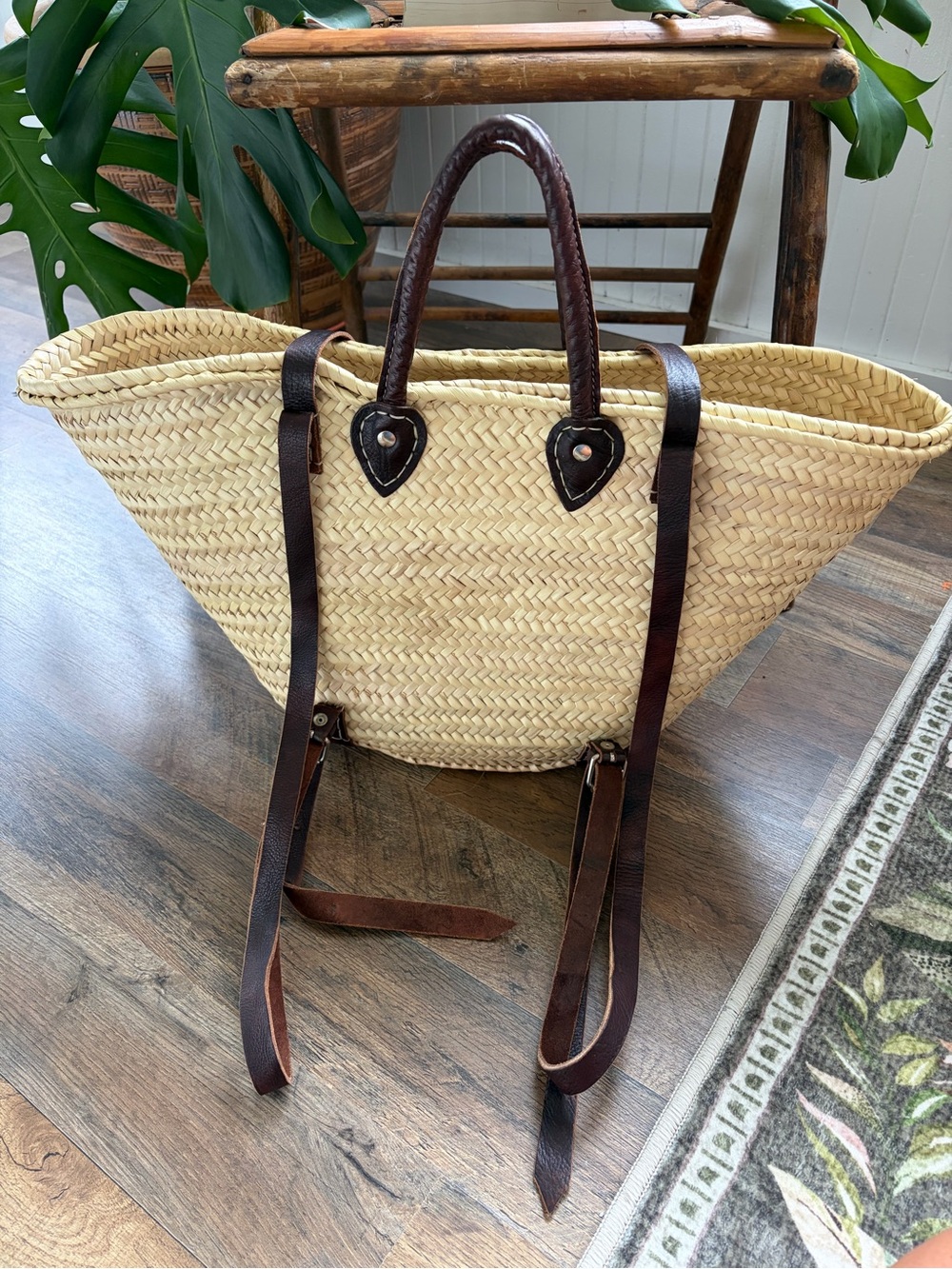 French Market Straw Backpack Bag - Picture 4 of 6